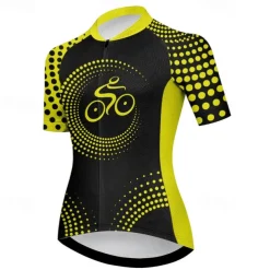 Women's Cycling Jersey Graphic Geometic Funny Short Sleeve Bike Jersey Top with 3 Rear Pockets Mountain Bike MTB Road Bike Cycling Quick Dry Reflective Strips Back Pocket Moisture Wicking Sports