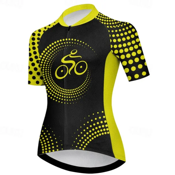 Women's Cycling Jersey Graphic Geometic Funny Short Sleeve Bike Jersey Top with 3 Rear Pockets Mountain Bike MTB Road Bike Cycling Quick Dry Reflective Strips Back Pocket Moisture Wicking Sports