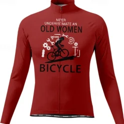 Women's Cycling Jersey Graphic Letter & Number Long Sleeve Bike Tee Tshirt Jersey with 3 Rear Pockets Mountain Bike MTB Quick Dry Anatomic Design Wicking Breathable Sports Wine Red Black White