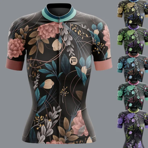 Women's Cycling Jersey Graphic Floral Botanical Funny Short Sleeve Bike Jersey Top with 3 Rear Pockets Mountain Bike MTB Road Bike Cycling Fast Dry Soft Back Pocket Comfortable Sports Black Yellow