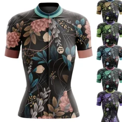 Women's Cycling Jersey Graphic Floral Botanical Funny Short Sleeve Bike Jersey Top with 3 Rear Pockets Mountain Bike MTB Road Bike Cycling Fast Dry Soft Back Pocket Comfortable Sports Black Yellow