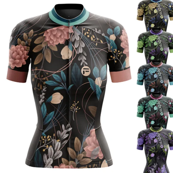 Women's Cycling Jersey Graphic Floral Botanical Funny Short Sleeve Bike Jersey Top with 3 Rear Pockets Mountain Bike MTB Road Bike Cycling Fast Dry Soft Back Pocket Comfortable Sports Black Yellow