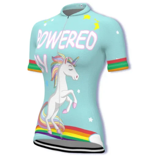 Women's Cycling Jersey Graphic Rainbow Unicorn Short Sleeve Bike Jersey Top with 3 Rear Pockets Mountain Bike MTB Road Bike Cycling Fast Dry Quick Dry Soft Reflective Strips Sports Rose Red + Black
