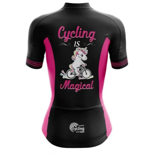 Women's Cycling Jersey Graphic Rainbow Unicorn Short Sleeve Bike Jersey Top with 3 Rear Pockets Mountain Bike MTB Road Bike Cycling Fast Dry Quick Dry Soft Reflective Strips Sports Rose Red + Black