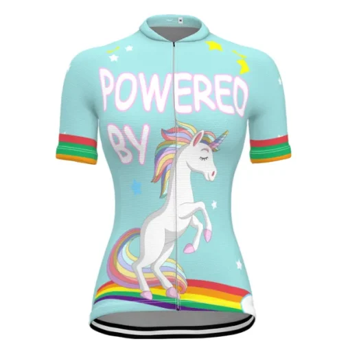 Women's Cycling Jersey Graphic Rainbow Unicorn Short Sleeve Bike Jersey Top with 3 Rear Pockets Mountain Bike MTB Road Bike Cycling Fast Dry Quick Dry Soft Reflective Strips Sports Rose Red + Black