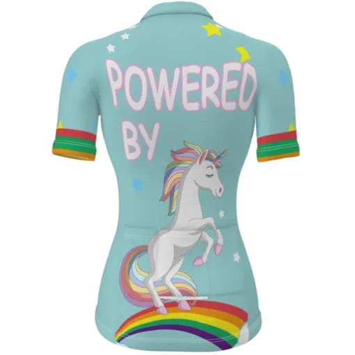 Women's Cycling Jersey Graphic Rainbow Unicorn Short Sleeve Bike Jersey Top with 3 Rear Pockets Mountain Bike MTB Road Bike Cycling Fast Dry Quick Dry Soft Reflective Strips Sports Rose Red + Black