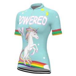 Women's Cycling Jersey Graphic Rainbow Unicorn Short Sleeve Bike Jersey Top with 3 Rear Pockets Mountain Bike MTB Road Bike Cycling Fast Dry Quick Dry Soft Reflective Strips Sports Rose Red + Black