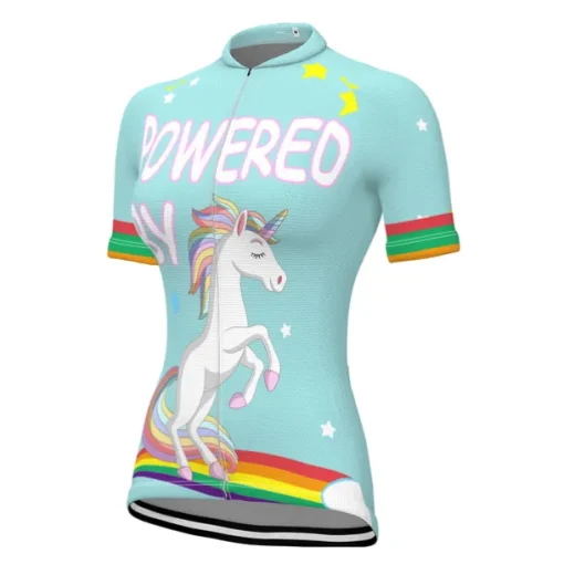 Women's Cycling Jersey Graphic Rainbow Unicorn Short Sleeve Bike Jersey Top with 3 Rear Pockets Mountain Bike MTB Road Bike Cycling Fast Dry Quick Dry Soft Reflective Strips Sports Rose Red + Black