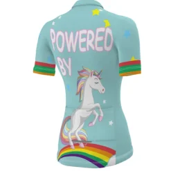 Women's Cycling Jersey Graphic Rainbow Unicorn Short Sleeve Bike Jersey Top with 3 Rear Pockets Mountain Bike MTB Road Bike Cycling Fast Dry Quick Dry Soft Reflective Strips Sports Rose Red + Black