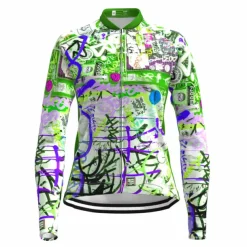 Women's Cycling Jersey Graffiti Funny Long Sleeve Bike Jersey Top with 3 Rear Pockets Mountain Bike MTB Road Bike Cycling Quick Dry Reflective Strips Back Pocket Moisture Wicking Sports Red Royal