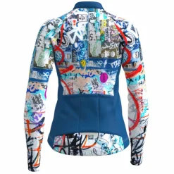 Women's Cycling Jersey Graffiti Funny Long Sleeve Bike Jersey Top with 3 Rear Pockets Mountain Bike MTB Road Bike Cycling Quick Dry Reflective Strips Back Pocket Moisture Wicking Sports Red Royal
