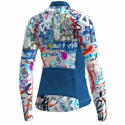 Women's Cycling Jersey Graffiti Funny Long Sleeve Bike Jersey Top with 3 Rear Pockets Mountain Bike MTB Road Bike Cycling Quick Dry Reflective Strips Back Pocket Moisture Wicking Sports Red Royal