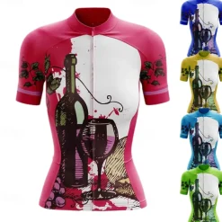 Women's Cycling Jersey Graphic Short Sleeve Bike Jersey Top with 3 Rear Pockets Mountain Bike MTB Road Bike Cycling Quick Dry Reflective Strips Back Pocket Moisture Wicking Sports Blue Sky Blue Green