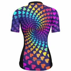 Women's Cycling Jersey Heart 3D Funny Short Sleeve Bike Jersey Top with 3 Rear Pockets Mountain Bike MTB Road Bike Cycling Quick Dry Reflective Strips Back Pocket Moisture Wicking Sports Yellow