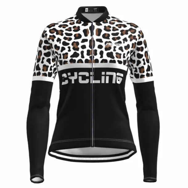 Women's Cycling Jersey Leopard Funny Long Sleeve Bike Jersey Top with 3 Rear Pockets Mountain Bike MTB Road Bike Cycling Quick Dry Reflective Strips Back Pocket Moisture Wicking Sports Black Yellow