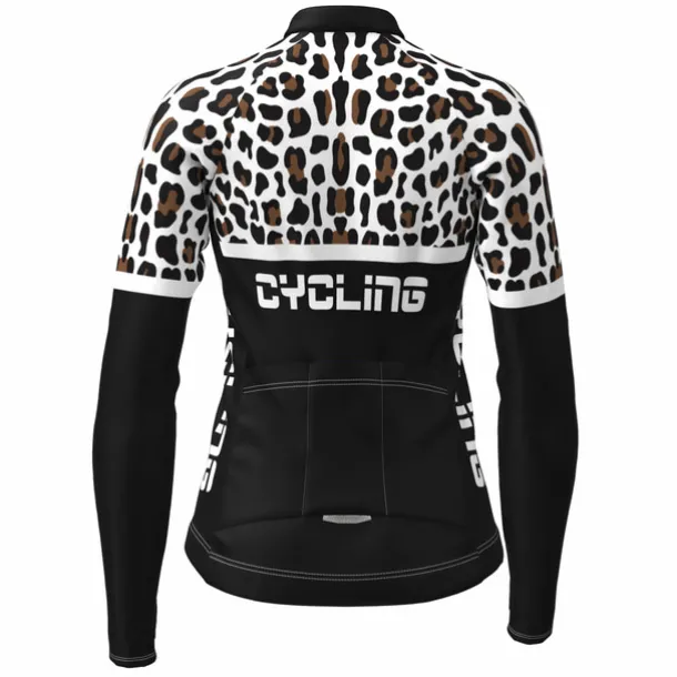 Women's Cycling Jersey Leopard Funny Long Sleeve Bike Jersey Top with 3 Rear Pockets Mountain Bike MTB Road Bike Cycling Quick Dry Reflective Strips Back Pocket Moisture Wicking Sports Black Yellow