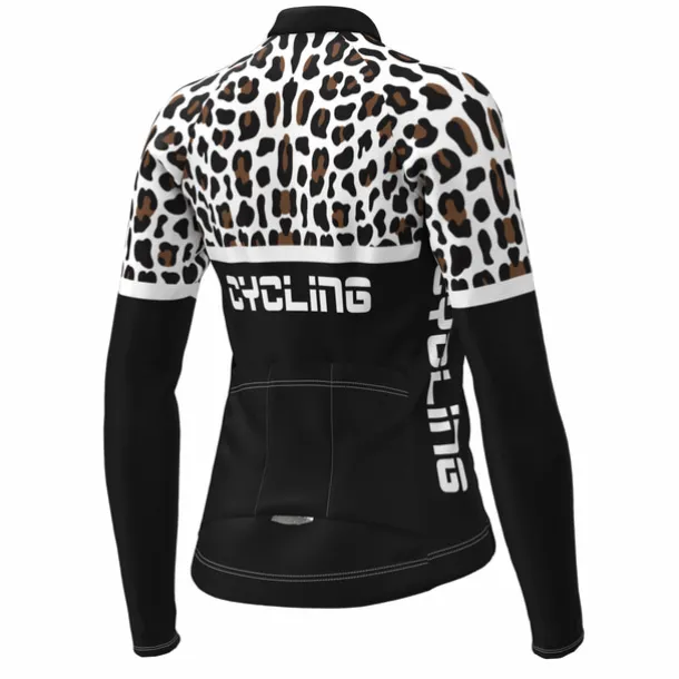 Women's Cycling Jersey Leopard Funny Long Sleeve Bike Jersey Top with 3 Rear Pockets Mountain Bike MTB Road Bike Cycling Quick Dry Reflective Strips Back Pocket Moisture Wicking Sports Black Yellow