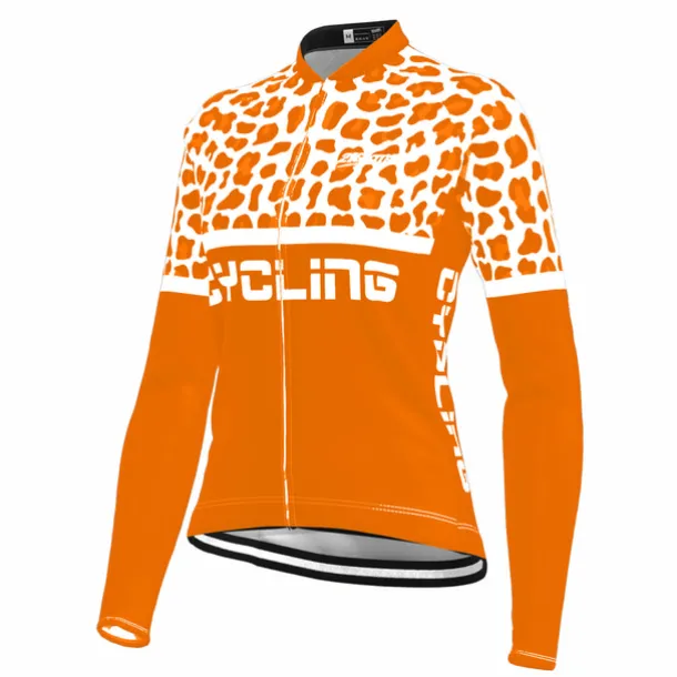 Women's Cycling Jersey Leopard Funny Long Sleeve Bike Jersey Top with 3 Rear Pockets Mountain Bike MTB Road Bike Cycling Quick Dry Reflective Strips Back Pocket Moisture Wicking Sports Black Yellow