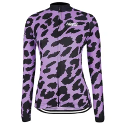 Women's Cycling Jersey Leopard Patterned Funny Long Sleeve Bike Jersey Top with 3 Rear Pockets Mountain Bike MTB Road Bike Cycling Thermal Warm Quick Dry Anatomic Design Reflective Strips Sports