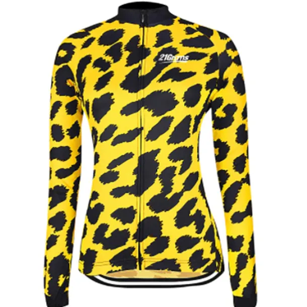 Women's Cycling Jersey Leopard Patterned Funny Long Sleeve Bike Jersey Top with 3 Rear Pockets Mountain Bike MTB Road Bike Cycling Thermal Warm Quick Dry Anatomic Design Reflective Strips Sports