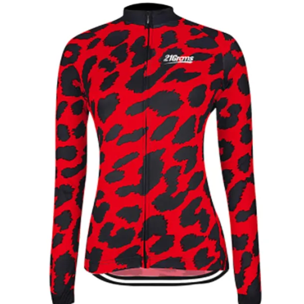 Women's Cycling Jersey Leopard Patterned Funny Long Sleeve Bike Jersey Top with 3 Rear Pockets Mountain Bike MTB Road Bike Cycling Thermal Warm Quick Dry Anatomic Design Reflective Strips Sports