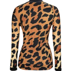 Women's Cycling Jersey Leopard Patterned Funny Long Sleeve Bike Jersey Top with 3 Rear Pockets Mountain Bike MTB Road Bike Cycling Thermal Warm Quick Dry Anatomic Design Reflective Strips Sports