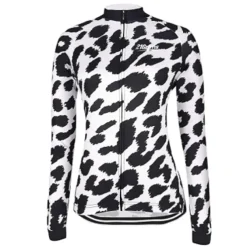 Women's Cycling Jersey Leopard Patterned Funny Long Sleeve Bike Jersey Top with 3 Rear Pockets Mountain Bike MTB Road Bike Cycling Thermal Warm Quick Dry Anatomic Design Reflective Strips Sports