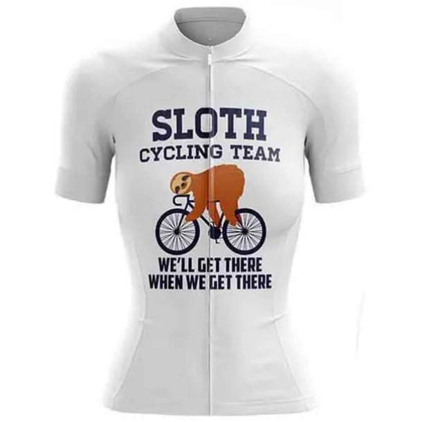 Women's Cycling Jersey Letter & Number Funny Sloth Short Sleeve Bike Jersey Top with 3 Rear Pockets Mountain Bike MTB Road Bike Cycling Quick Dry Reflective Strips Back Pocket Moisture Wicking Sports