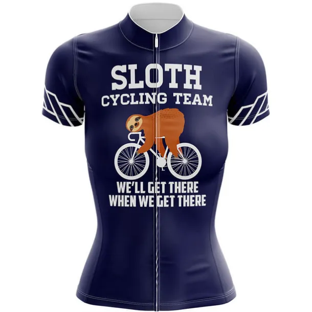 Women's Cycling Jersey Letter & Number Funny Sloth Short Sleeve Bike Jersey Top with 3 Rear Pockets Mountain Bike MTB Road Bike Cycling Quick Dry Reflective Strips Back Pocket Moisture Wicking Sports