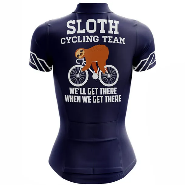 Women's Cycling Jersey Letter & Number Funny Sloth Short Sleeve Bike Jersey Top with 3 Rear Pockets Mountain Bike MTB Road Bike Cycling Quick Dry Reflective Strips Back Pocket Moisture Wicking Sports