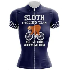 Women's Cycling Jersey Letter & Number Funny Sloth Short Sleeve Bike Jersey Top with 3 Rear Pockets Mountain Bike MTB Road Bike Cycling Quick Dry Reflective Strips Back Pocket Moisture Wicking Sports