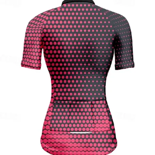 Women's Cycling Jersey Polka Dot Short Sleeve Bike Tee Tshirt Jersey with 3 Rear Pockets Mountain Bike MTB Quick Dry Anatomic Design Wicking Breathable Sports Pink Blue Dark Green Clothing Apparel