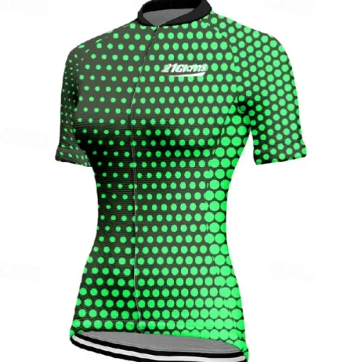 Women's Cycling Jersey Polka Dot Short Sleeve Bike Tee Tshirt Jersey with 3 Rear Pockets Mountain Bike MTB Quick Dry Anatomic Design Wicking Breathable Sports Pink Blue Dark Green Clothing Apparel