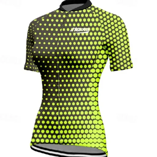 Women's Cycling Jersey Polka Dot Short Sleeve Bike Tee Tshirt Jersey with 3 Rear Pockets Mountain Bike MTB Quick Dry Anatomic Design Wicking Breathable Sports Pink Blue Dark Green Clothing Apparel