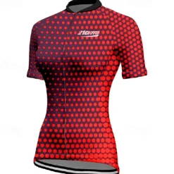 Women's Cycling Jersey Polka Dot Short Sleeve Bike Tee Tshirt Jersey with 3 Rear Pockets Mountain Bike MTB Quick Dry Anatomic Design Wicking Breathable Sports Pink Blue Dark Green Clothing Apparel