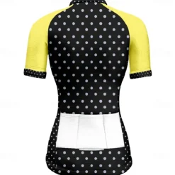Women's Cycling Jersey Polka Dot Short Sleeve Bike Tee Tshirt Jersey with 3 Rear Pockets Mountain Bike MTB Quick Dry Anatomic Design Wicking Breathable Sports White Yellow Pink Clothing Apparel