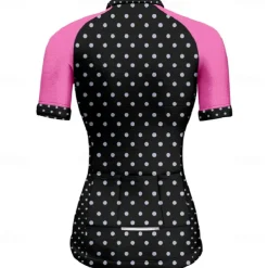 Women's Cycling Jersey Polka Dot Short Sleeve Bike Tee Tshirt Jersey with 3 Rear Pockets Mountain Bike MTB Quick Dry Anatomic Design Wicking Breathable Sports White Yellow Pink Clothing Apparel