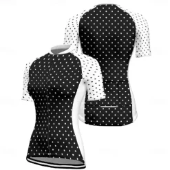 Women's Cycling Jersey Polka Dot Short Sleeve Bike Tee Tshirt Jersey with 3 Rear Pockets Mountain Bike MTB Quick Dry Anatomic Design Wicking Breathable Sports White Yellow Pink Clothing Apparel