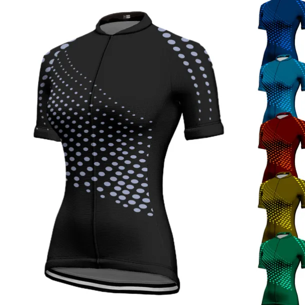 Women's Cycling Jersey Polka Dot Patterned Short Sleeve Bike Jersey Top with 3 Rear Pockets Mountain Bike MTB Road Bike Cycling Quick Dry Soft Reflective Strips Back Pocket Sports Black Yellow Red