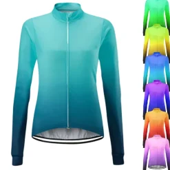 Women's Cycling Jersey Solid Color Gradient Patterned Long Sleeve Bike Jersey Top with 3 Rear Pockets Mountain Bike MTB Road Bike Cycling UV Resistant Quick Dry Back Pocket Sweat-Wicking Sports