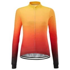 Women's Cycling Jersey Solid Color Gradient Patterned Long Sleeve Bike Jersey Top with 3 Rear Pockets Mountain Bike MTB Road Bike Cycling UV Resistant Quick Dry Back Pocket Sweat-Wicking Sports