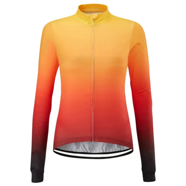 Women's Cycling Jersey Solid Color Gradient Patterned Long Sleeve Bike Jersey Top with 3 Rear Pockets Mountain Bike MTB Road Bike Cycling UV Resistant Quick Dry Back Pocket Sweat-Wicking Sports