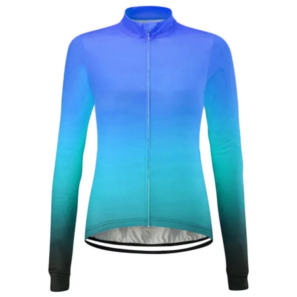 Women's Cycling Jersey Solid Color Gradient Patterned Long Sleeve Bike Jersey Top with 3 Rear Pockets Mountain Bike MTB Road Bike Cycling UV Resistant Quick Dry Back Pocket Sweat-Wicking Sports