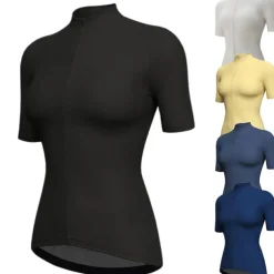 Women's Cycling Jersey Solid Color Short Sleeve Bike Jersey Top with 3 Rear Pockets Mountain Bike MTB Road Bike Cycling Quick Dry Reflective Strips Back Pocket Moisture Wicking Sports Black White