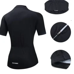 Women's Cycling Jersey Solid Color Short Sleeve Bike Jersey Top with 3 Rear Pockets Mountain Bike MTB Road Bike Cycling Quick Dry Reflective Strips Back Pocket Moisture Wicking Sports Black White