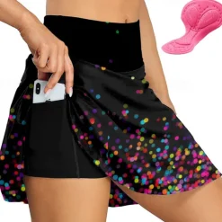Women's Cycling Skort Skirt Bike Skirt Bottoms Race Fit Mountain Bike MTB Road Bike Cycling Sports Graphic Floral Botanical 3D Pad Cycling Breathable Quick Dry Dark Pink Black Spandex Clothing Apparel