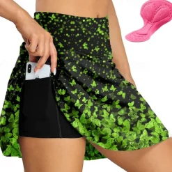 Women's Cycling Skort Skirt Bike Skirt Bottoms Race Fit Mountain Bike MTB Road Bike Cycling Sports Graphic Butterfly 3D Pad Cycling Breathable Quick Dry Yellow Light Green Spandex Clothing Apparel