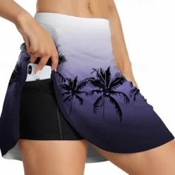 Women's Cycling Skort Skirt Bike Skirt Race Fit Sports Palm Tree Breathable Quick Dry High Elasticity Comfortable Purple Khaki Spandex Clothing Apparel Bike Wear