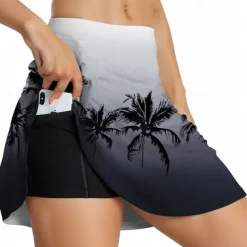 Women's Cycling Skort Skirt Bike Skirt Race Fit Sports Palm Tree Breathable Quick Dry High Elasticity Comfortable Purple Khaki Spandex Clothing Apparel Bike Wear