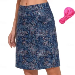 Women's Cycling Skort Skirt Bike Skirt Bottoms Mountain Bike MTB Road Bike Cycling Sports Paisley 3D Pad Cycling Breathable Quick Dry Purple Dark Blue Spandex Clothing Apparel Bike Wear